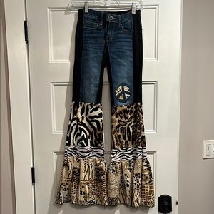 Animal Print Flare Jeans